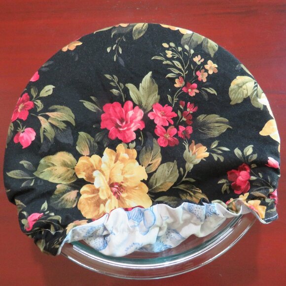 Cotton Bowl Cover Chickens and Cottage Rose Reversible Cotton Mixer Bowl Cover - Picture 6 of 6